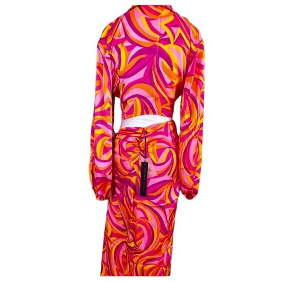 SET House of Harlow 1960 Fawcett Top & Maxi Skirt-Pink Swirl Print – Sz. S - Picture 6 of 7